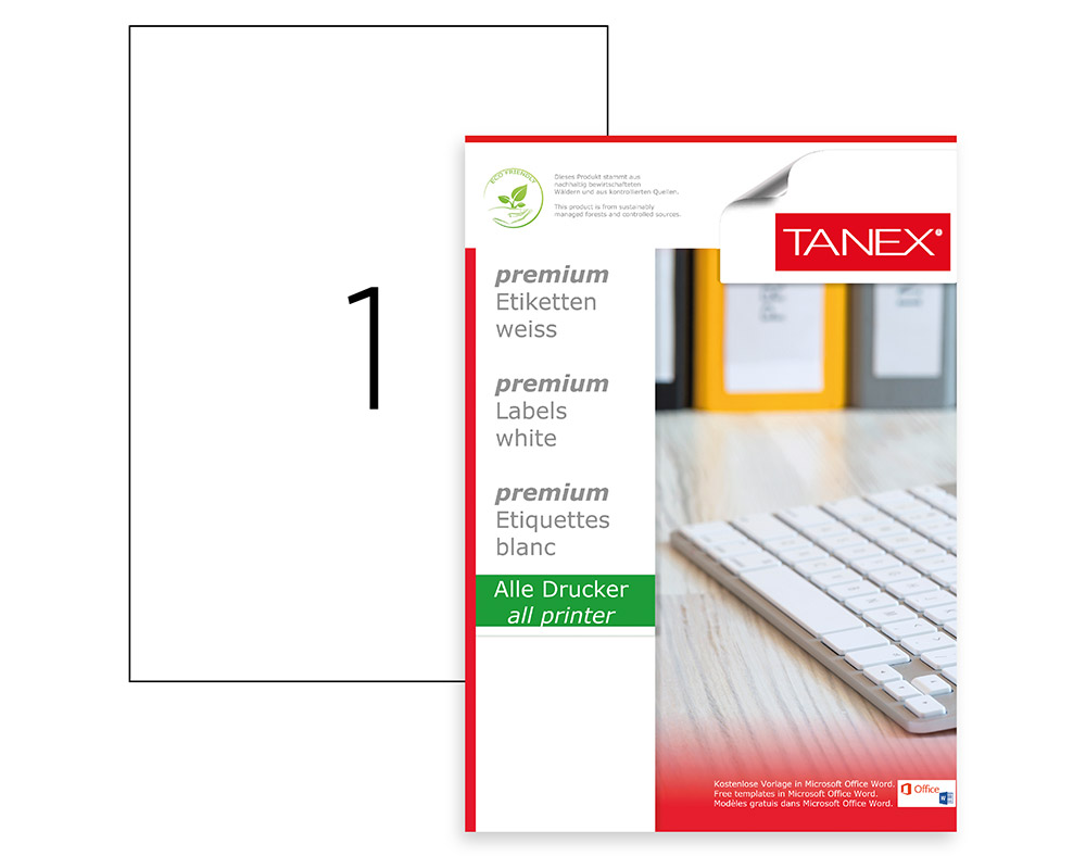 ETICHETE 1/A4 210*297MM COLTURI DREPTE 100/TOP TANEX