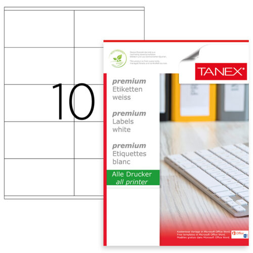ETICHETE 10/A4 105*57MM COLTURI DREPTE 100/TOP TANEX