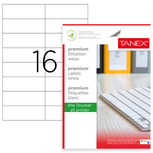 ETICHETE 16/A4 105*37MM COLTURI DREPTE 100/TOP TANEX