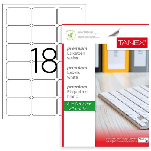 ETICHETE 18/A4 63.5*46.6MM COLTURI ROTUNDE 100/TOP TANEX