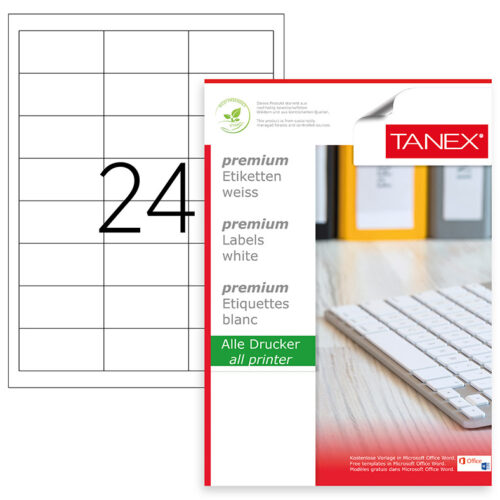 ETICHETE 24/A4 64.6*33.8MM COLTURI DREPTE 100/TOP TANEX