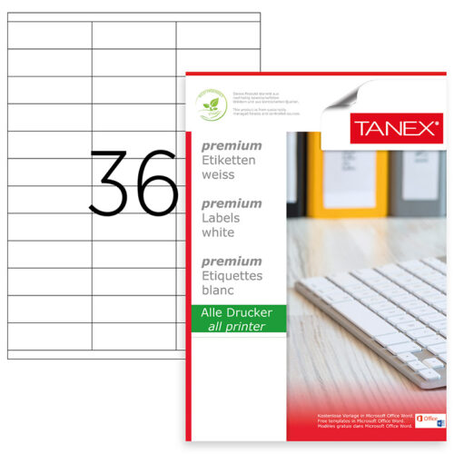 ETICHETE 36/A4 70*23MM COLTURI DREPTE 100/TOP TANEX