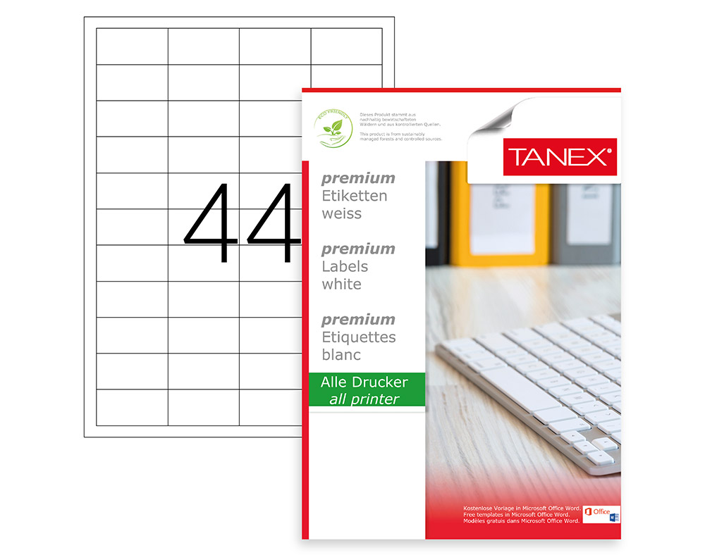 ETICHETE 44/A4 48.5*25.4MM COLTURI DREPTE 100/TOP TANEX