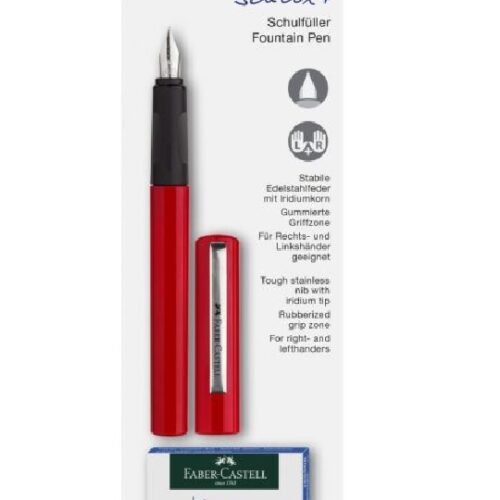 BLISTER STILOU SCOLAR ROSU + 6 CARTUSE FABER-CASTELL