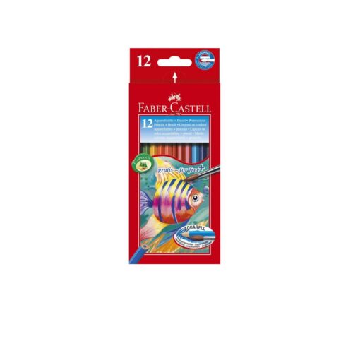CREIOANE COLORATE ACUARELA 12 BUC + PENSULA FABER-CASTELL