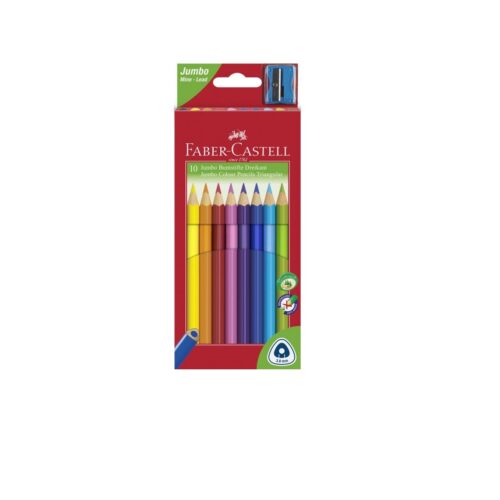 CREIOANE COLORATE JUMBO 10 CULORI + ASCUTITOARE FABER-CASTELL