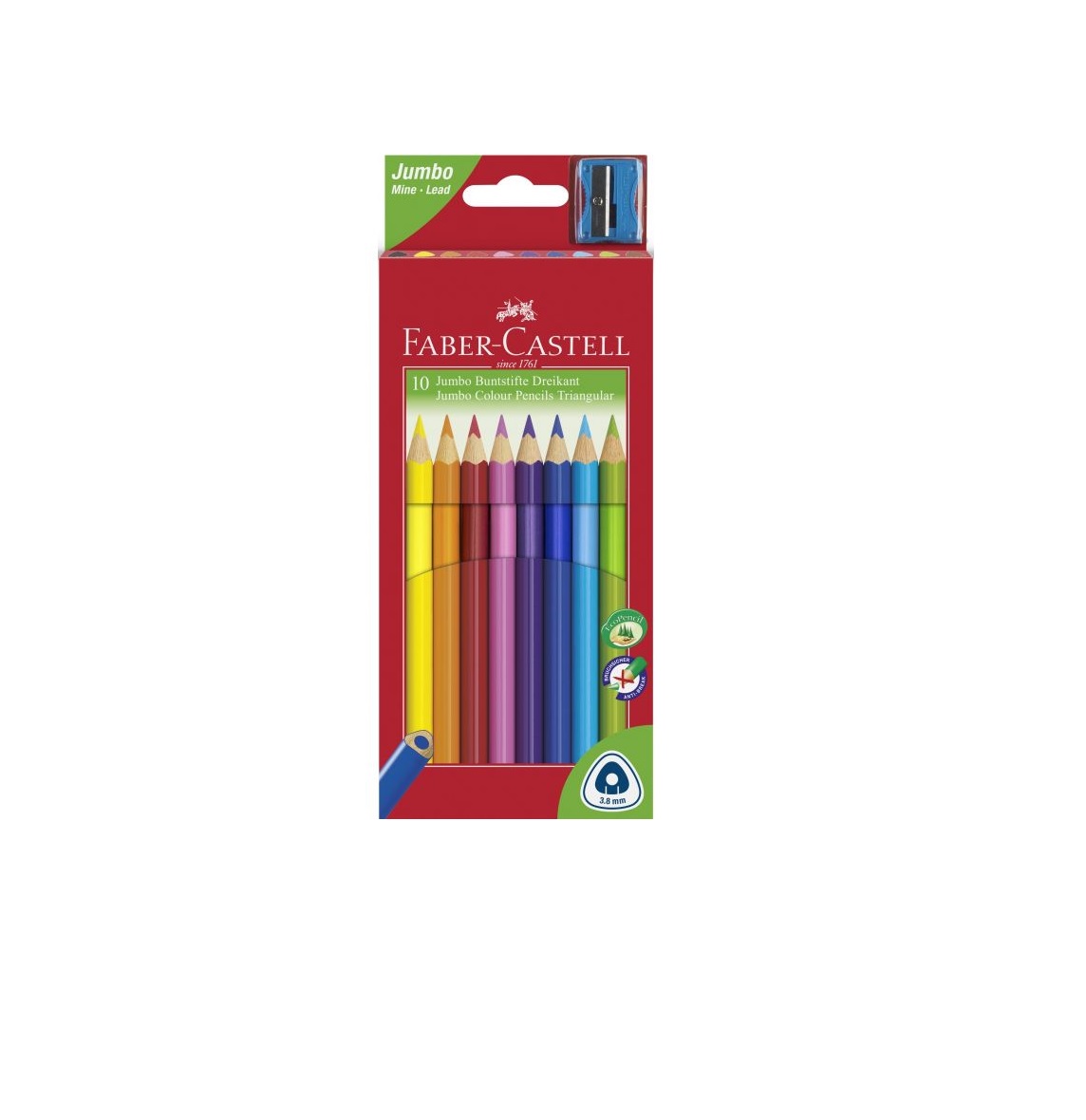CREIOANE COLORATE JUMBO 10 CULORI + ASCUTITOARE FABER-CASTELL