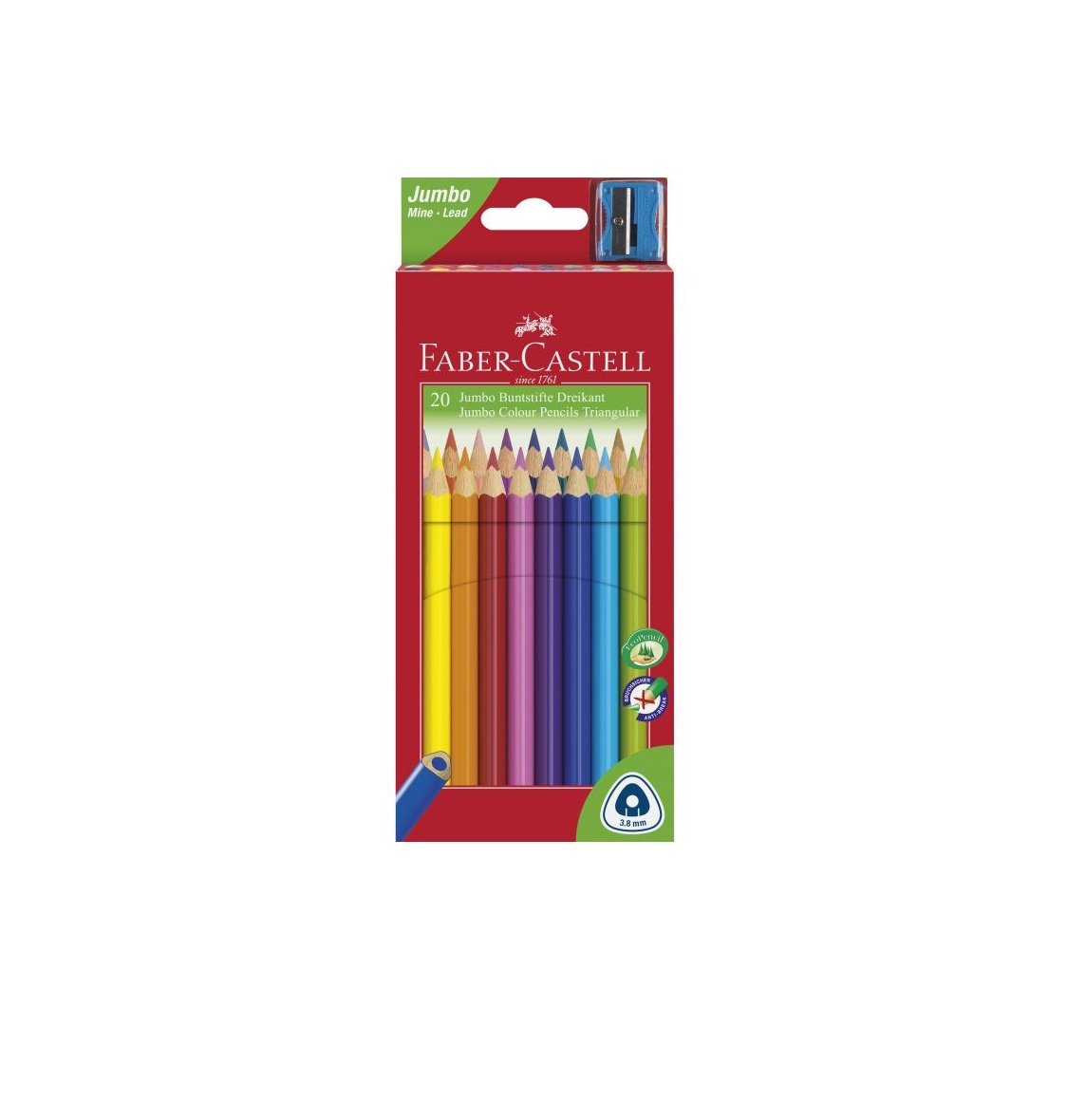 CREIOANE COLORATE JUMBO 20 CULORI + ASCUTITOARE FABER-CASTELL