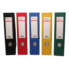 Biblioraft carton plastifiat cu margine metalica, buzunar plastic, A4, 5 cm EVOffice - galben