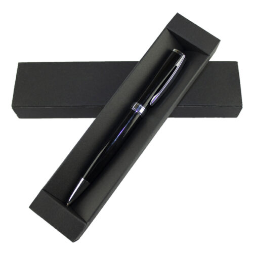 Pix metalic negru cu mina tip cross si accesorii cromate in cutie carton