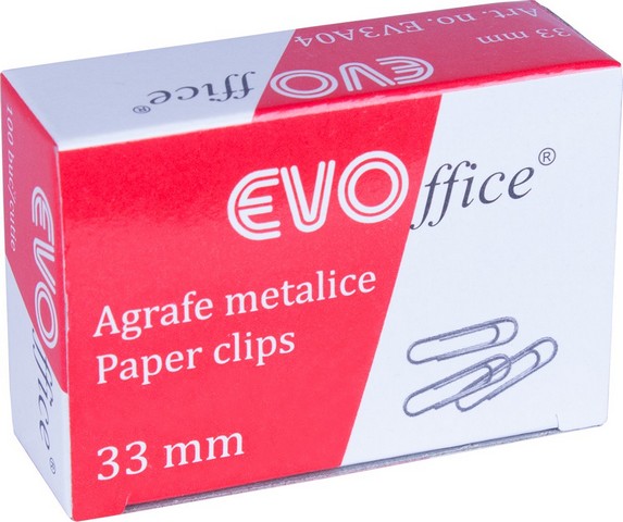 Agrafe 33 mm 100 buc/cutie EVOffice