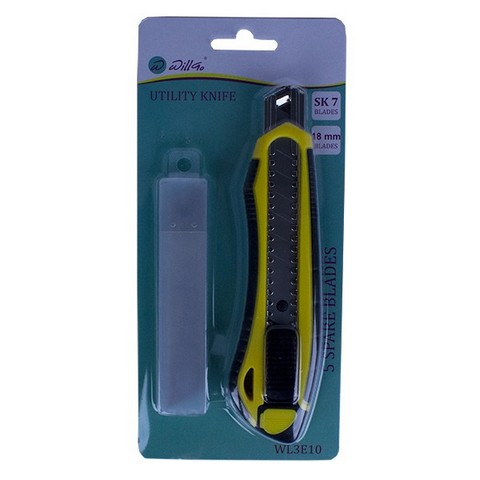 Cutter mare (18 mm) cu sina metalica, rubber grip, sistem autoblocare, cu 5 rezerve Willgo