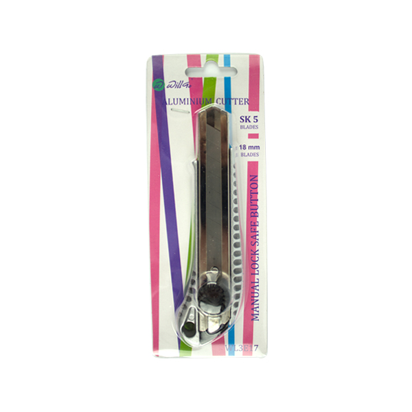 Cutter mare (18 mm) profesional din aliaj de aluminiu, rubber grip si sistem blocare Willgo