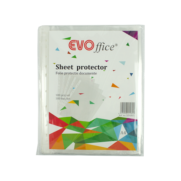Folie protectie documente A4, 25 microni, 100 buc/set EVOffice