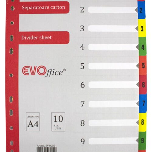 Separatoare carton 10 culori/set  EVOffice