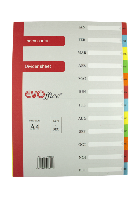 Index carton Ian-Dec EVOffice