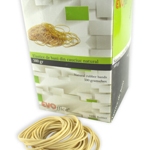 Elastice bani 1.7 mm, diametru 50 mm,500gr/cutie EVOffice - cauciuc natural