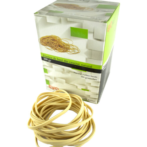 Elastice bani 5.0 mm, diametru 70 mm,500gr/cutie EVOffice - cauciuc natural