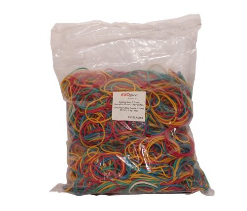 Elastice bani 1.7 mm, diametru 40 mm,1kg/punga EVOffice
