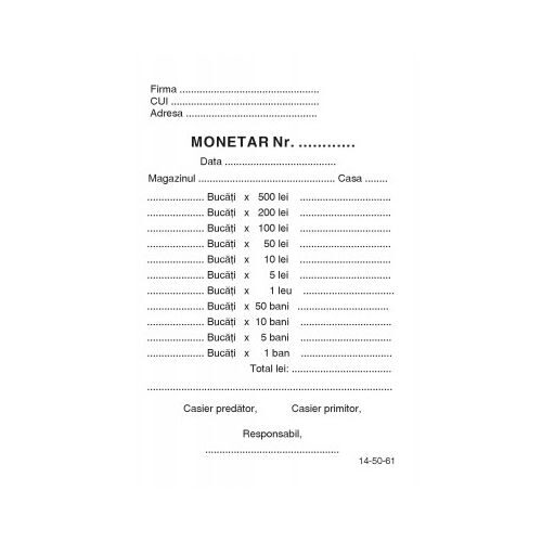 Monetar A6 autocopiativ 2ex