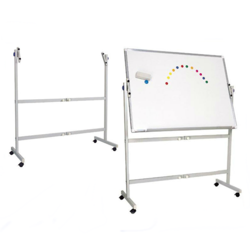 Whiteboard magnetic rotativ cu 2 fete, rama aluminiu si suport mobil 100x150 cm EVOffice