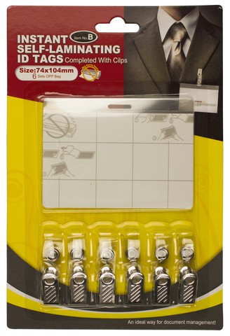 Folie autolaminanta - ecuson orizontal cu clip metalic, 74 *104 mm, 6 set/blister