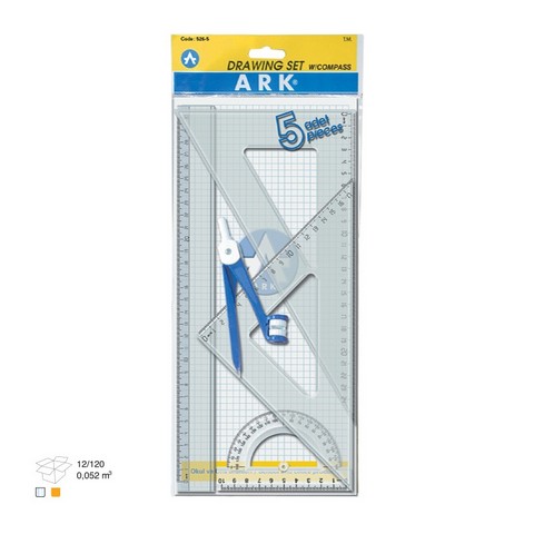 Set geometrie din plastic transparent 5 piese Ark