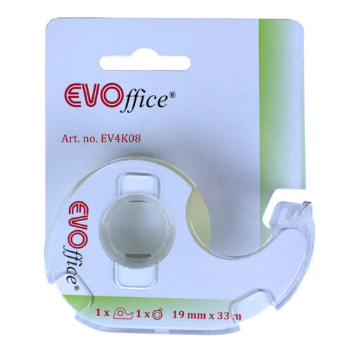 Banda adeziva cu dispenser plastic transparent 19mm*33m EVOffice