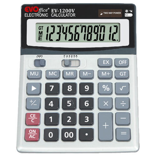Calculator 12 dgt , 15*19 cm, front metalic EVOffice 1200V