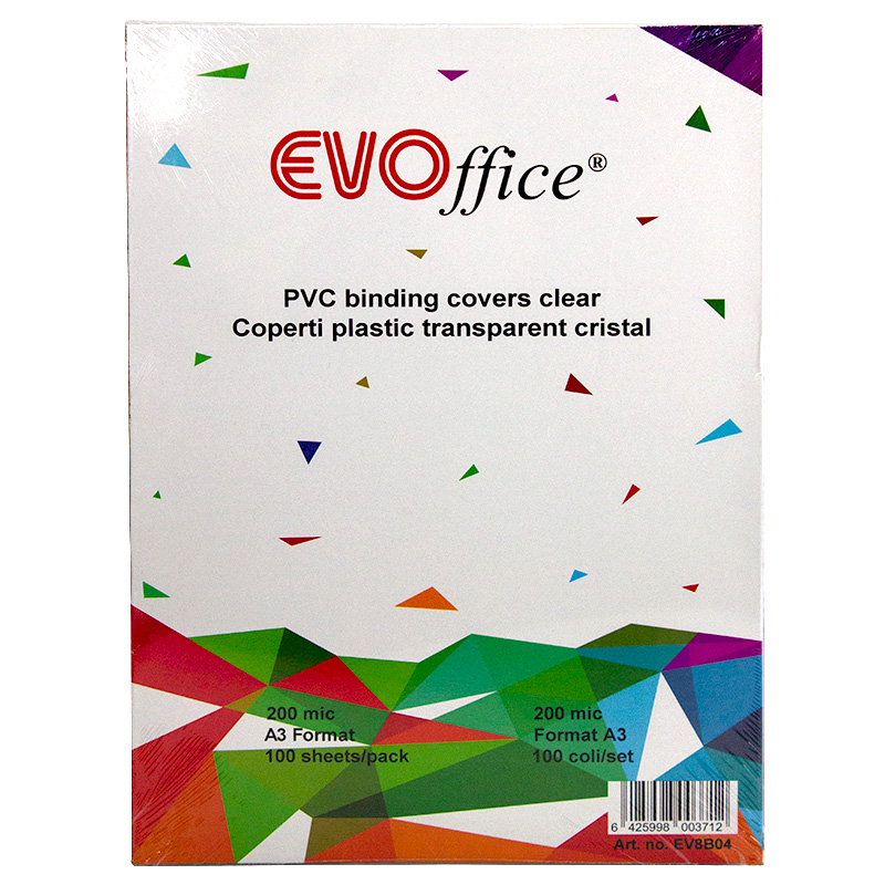 Coperti plastic transparent cristal A3 200 mic. 100 coli/top EVOffice