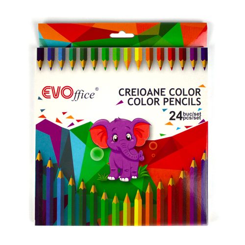Creioane mari 24 culori/set EVOffice