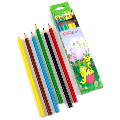 Creioane colorate mari, 6 culori/set, EVOffice