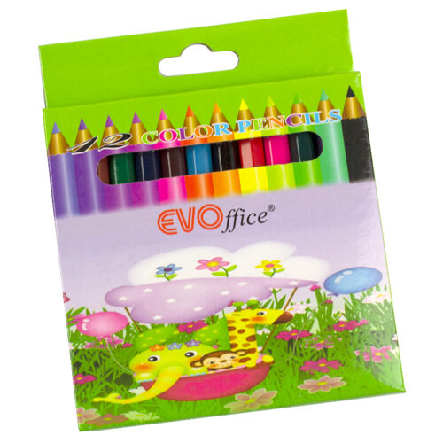 Creioane colorat mici, 12 culori/set, EVOffice