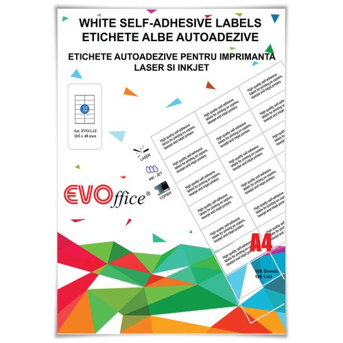 Etichete albe aa 105x48 mm pt imprimante A4 100 coli/top - colturi drepte 12/A4