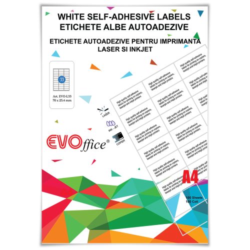 Etichete albe aa 70*25.4 mm pt imprimante A4 100 coli/top - colturi drepte 33/A4