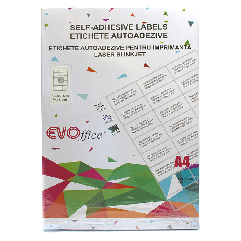 Etichete color auto. pt impr. A4 100 coli/cutie - 24/A4 rosu