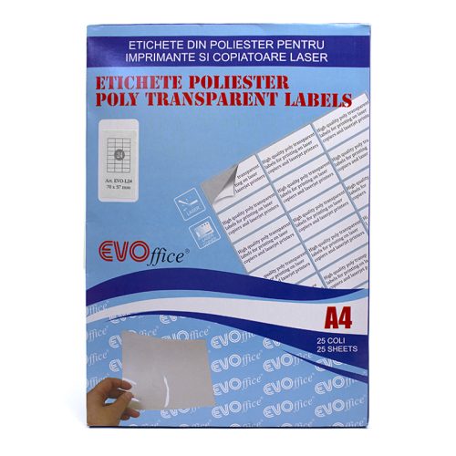 Etichete din poliester 70x37 mm pentru imprimante laser 24/A4, 25 coli/top, colturi drepte
