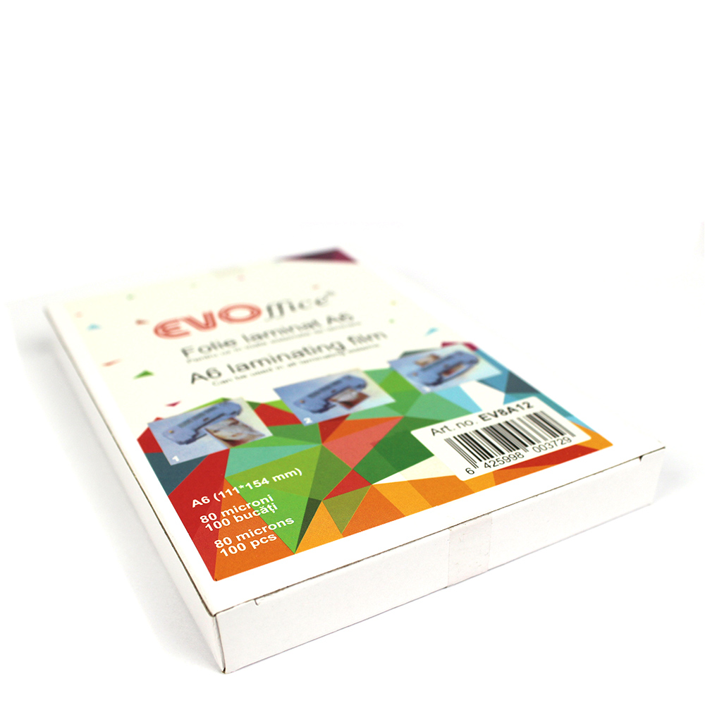 Folie laminat A6 (111*154 mm) 80 microni 100 coli/top EVOffice - imagine 2