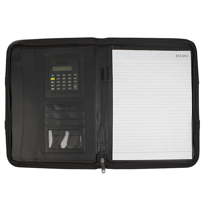 Mapa imitatie piele A4 (335*260*25mm) cu manere pliabile pt conferinte cu fermoar-negru - imagine 2