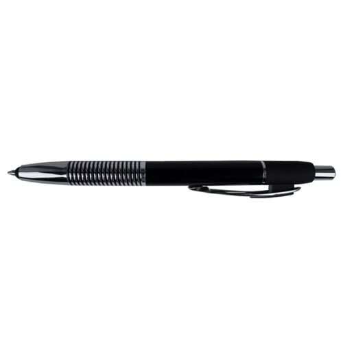 Pix metalic cu mecanism si buton touchscreen,corp negru, accesorii argintii, mina tip parker