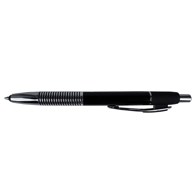 Pix metalic cu mecanism si buton touchscreen,corp negru, accesorii argintii, mina tip parker