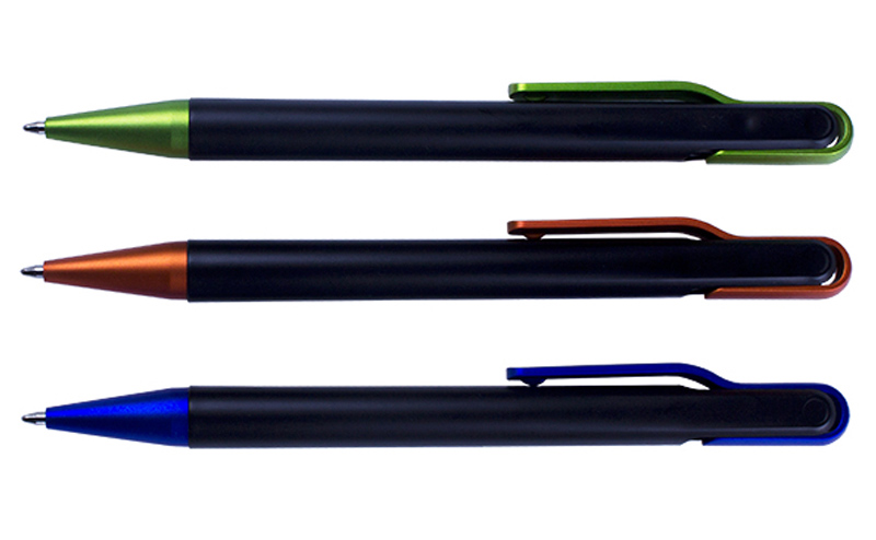 Pix plastic cu mecanism ,corp negru si accesorii verde neon ,mina tip parker , No. 2390