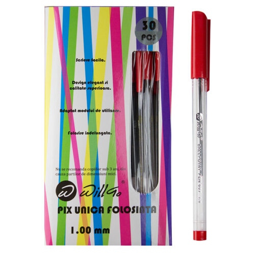 Pix unica folosinta, corp transparent Willgo 607-rosu