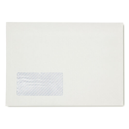 Plic C5 (162*229 mm) alb, siliconic, 80gr/mp cu fereastra st - deschidere pe lat mare, clapa dr