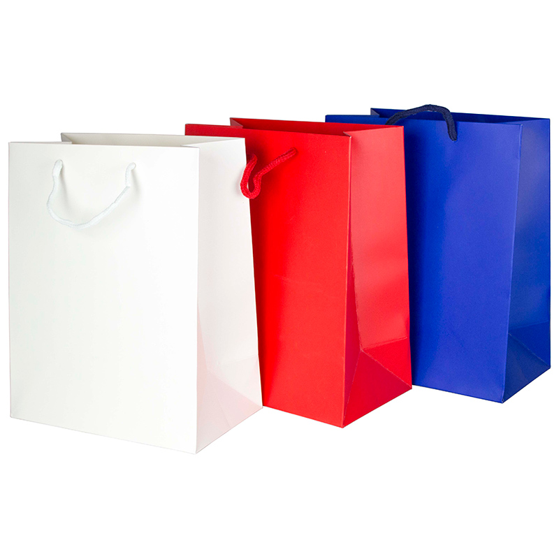 Punga din carton 210gr plastifiat mat 18*23*10 cm -rosu