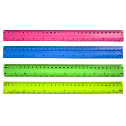 Rigla plastic color mat 30 cm - roz