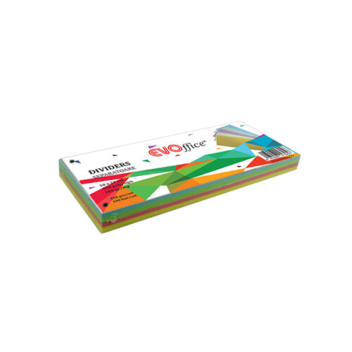 Separatoare carton color cu 2 perforatii,160g 10*24 cm 100buc/set EVOffice- 4 culori asortate
