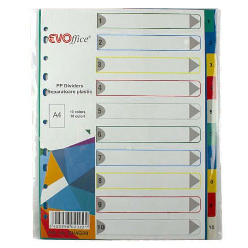 Separatoare plastic 10 culori/set Evoffice