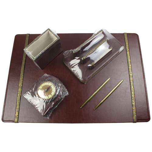 Set birou 9 piese imitatie piele  -maro