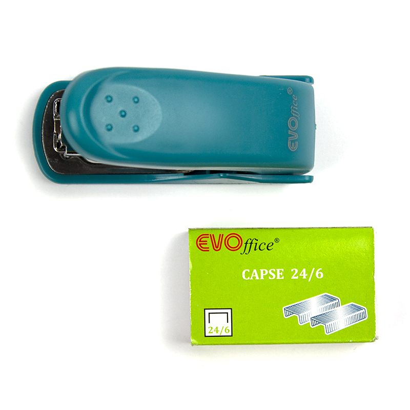 Set capsator metalic 24/6-26/6, 20 coli ,50% power saving EVOffice-albastru
